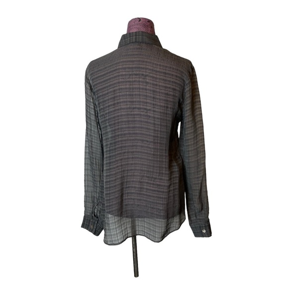 Theory Sz M Semi Sheer Silk Stripes Top - Picture 4 of 6